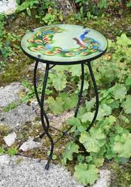Glass Round Mosaic Side Table Garden