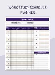 work study schedule planner excel