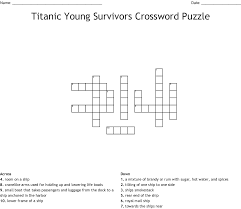 Titanic Young Survivors Crossword Puzzle Wordmint