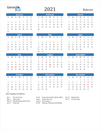 Are you looking for a printable calendar? 2021 Calendar Bahrain With Holidays