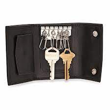 Black Leather Trifold Key Holder Wallet