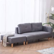 A large fabric corner sofa can be opened up and used as a bed when you have family or friends staying the night. Inmozata Linen Fabric Sofa Bed 2 Seater Recliner Couch With Footstool Living Room Furniture By Warmiehomy Grey Buy Online In Faroe Islands At Faroe Desertcart Com Productid 125961464