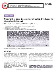 Treatment Of Aged Transformer Oil Using Dry Sludge In Lab