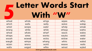five letter words that start with w