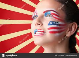 creative usa flag makeup stock photo