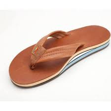 Mens Rainbow Sandals Mens Premier Leather Double Layer With