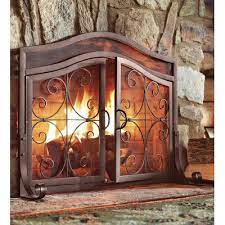 Small Crest Fireplace Screen With Doors