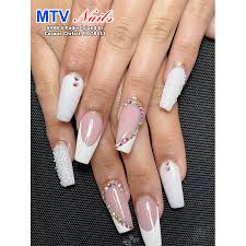 french manicure and pink and white