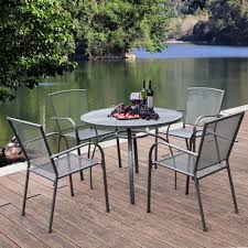 Round Table 4 Chairs Patio Furniture