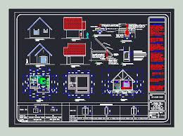 wooden house chalet 2d dwg plan for