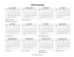 Blank Calendar 2019 Free Download Calendar Templates