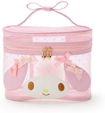 box kawaii pink mesh cosmetic bag