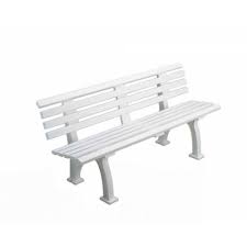 Plastic Bench With Backrest White
