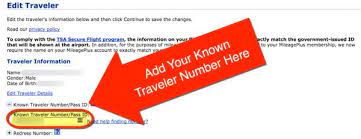 how to add your known traveler number