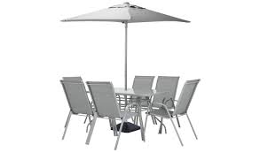 sicily 6 seater metal patio set grey