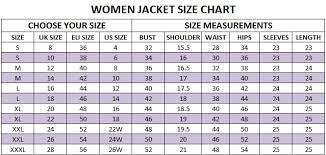 Women Size Chart Super Hero Jackets Movies Jackets