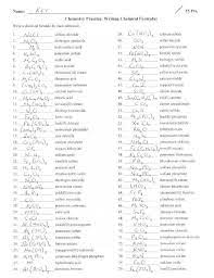 Worksheet Chemical Formula Writing