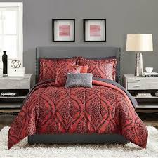 red black 10 piece bed in a bag bedding