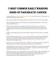 There's no single sign that's specific to pancreatic cancer in the early stages. Ppt 7 Most Common Early Warning Signs Of Pancreatic Cancer Powerpoint Presentation Id 7761185