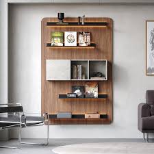 5 Tier Modern Walnut Floating Bookshelf