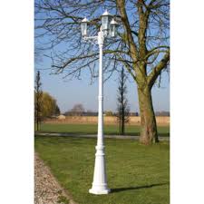 Tall Garden Lamp Post White Triple Head