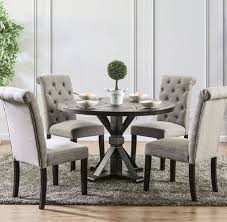 Lovely charcoal gray dining room with acrylic chairs and wooden table [design: Round Dining Table 48 54 60 Round Wood Tables
