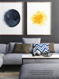 Moon Ans Sun Set 2 Print Wall Art Blue