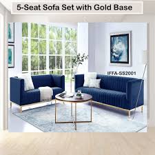 5 seat sofa set with gold base velvet