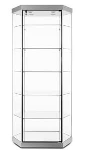 Glass Display Case Silver Laminate With Side Track Lit