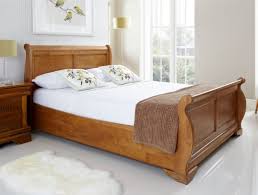 louie wooden sleigh bed oak finish