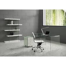 Buy high quality home & garden online at crazysales.com.au today! Rio Office Desk In Clear Glass With High Gloss White Lacquer Movable Drawers Bostonconcept Com