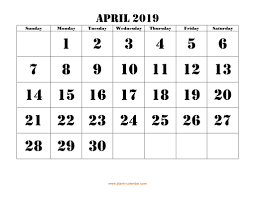 2019 April Calendar Printable Monthly Template Free June 2019