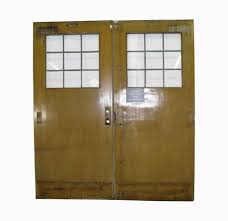 Oak Double Office Doors With Lead Glass
