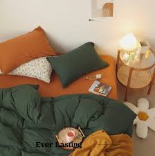Forest Green Orange Bedding Set
