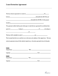 Lease Extension Form Lease Agreement Free Printable