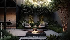A Minimalist Outdoor Patio With A Sleek