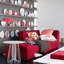 red couch living room