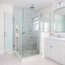 White Glass Shower Accent Tiles Design