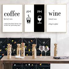 Diy canvas more information coffee and wine quote hand painted on canvas, coffee art, wine art, custom painting, coffee beans, coffee cup, wine bottle, wine glass by mae2designs on etsy Coffee Poster Quotes Canvas Wall Art Coffee Wine Black And White Canvas Painting Minimalist Wall Pictures For Living Room Decor Nordic Wall Canvas Home And Decoration