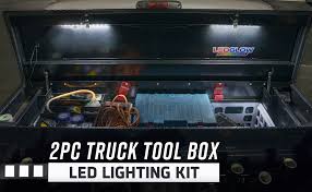 Amazon Com Ledglow 2pc White Truck Tool Box Led Lighting Kit For Work Utility Trucks Universal 12 Tubes Install To Lid Shine Down On Tools Includes Magnetic Power