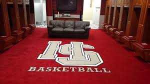 h sc basketball locker room logo rug