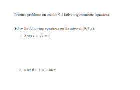 Practice Problems On Section 9 5 Solve