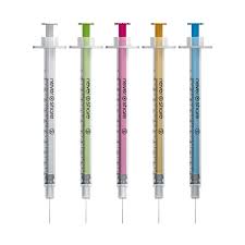 Nevershare 1ml 30g Fixed Needle Syringe Mixed Colours Out