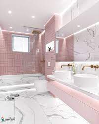 Sweet Pink Grey Room With Bath And