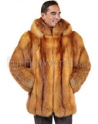Mid Length Red Fox Fur Coat For Men
