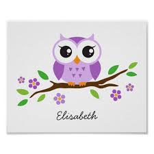 Purple Owl Personalised Nursery Wall