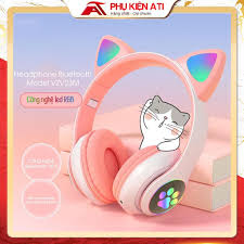 Tai nghe Mèo màu hồng kết nối Bluetooth chụp tai,Headphone Tai Mèo Dễ  Thương Có Mic,Âm Bass Mạnh Mẽ VZV-23M - ATI - Tai Nghe Có Dây Chụp Tai  (Over-Ear) Thương hiệu