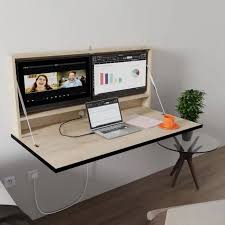 Wall Mounted Folding Desk With Monitors