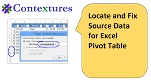 change excel pivot table data source