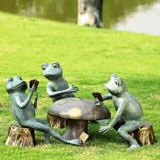 Card Cheat Frogs Garden Sculpture Set